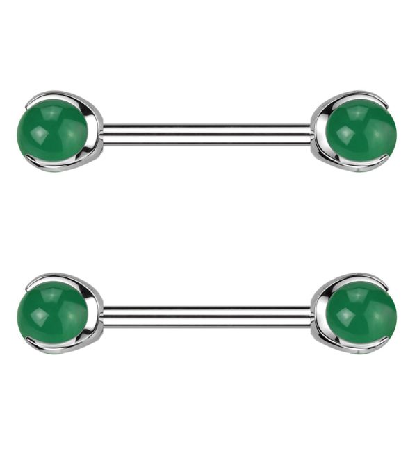 Claw Aventurine Stone Internally Threaded Titanium Nipple Barbells on Sale