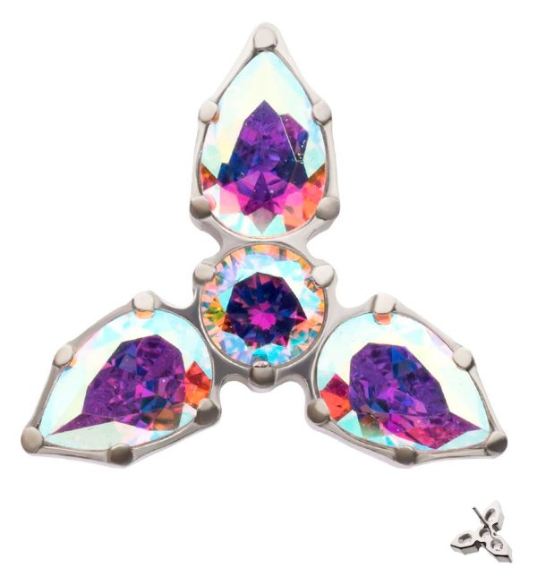 Triad Rainbow Aurora CZ Titanium Threadless Top Discount