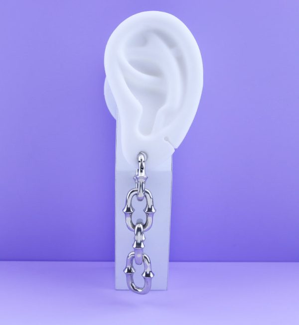 Mini OG Chain Quad Link White Brass Ear Weights Fashion - Image 3