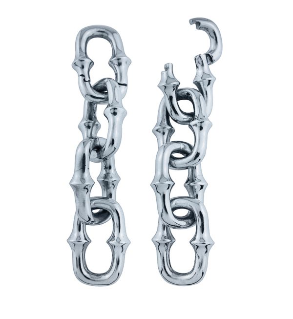 Mini OG Chain Quad Link White Brass Ear Weights Fashion - Image 4