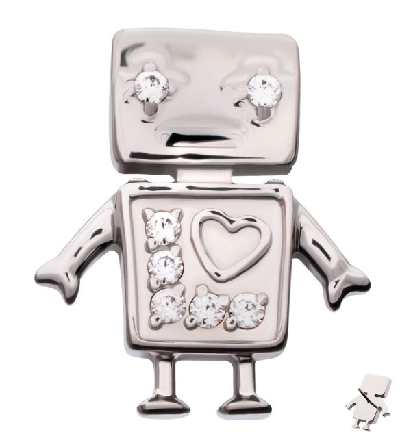 Robot Clear CZ Titanium Threadless Top Online Hot Sale