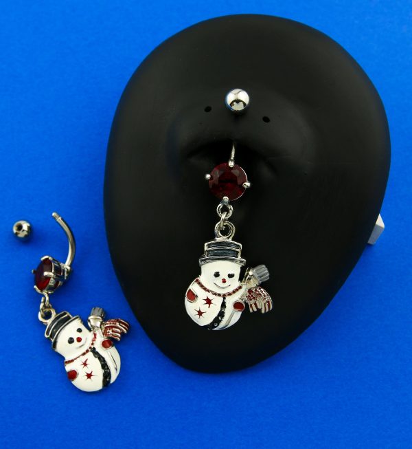 Snowman Dangle Stainless Steel Belly Button Ring For Sale - Image 2