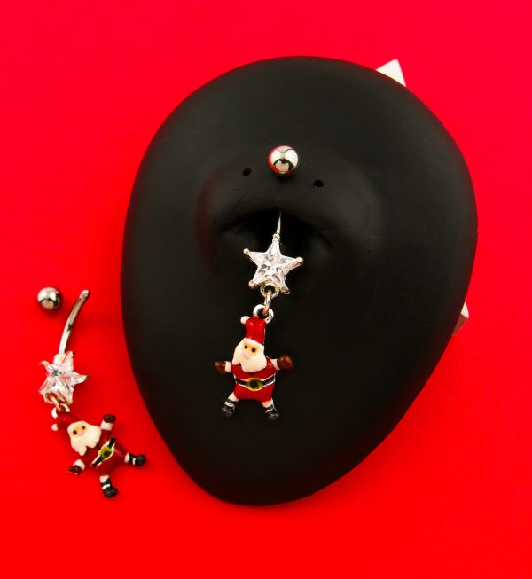 Santa Claus Dangle Star CZ Stainless Steel Belly Button Ring Fashion - Image 2