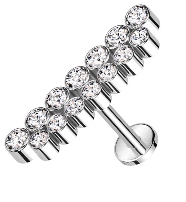 Straight Double Row Bezel CZ Titanium Internally Threaded Labret Discount