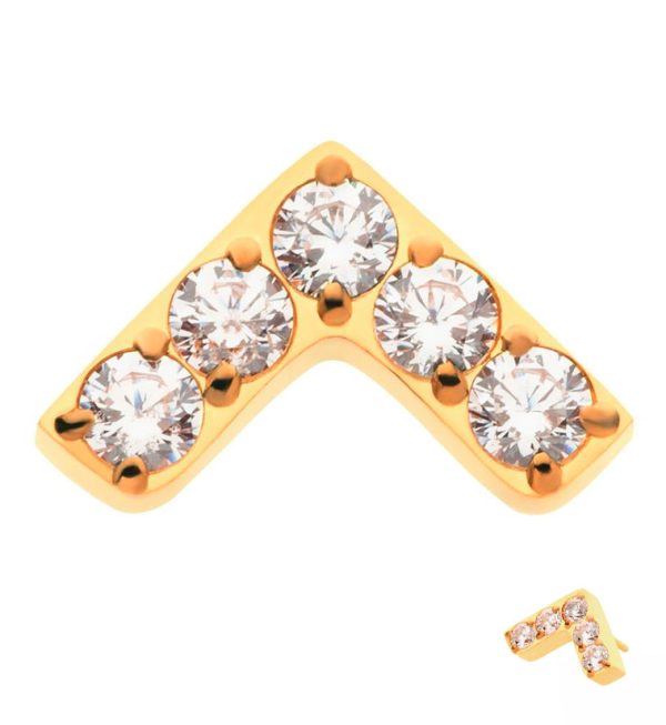 24kt Gold Dart CZ Threadless Titanium Top Online