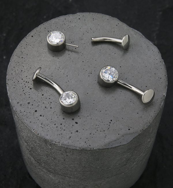 Bezel Clear CZ Titanium Threadless Floating Belly Button Ring Hot on Sale - Image 2