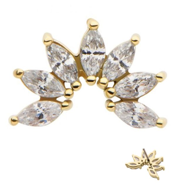 14kt Gold Marquise Clear CZ Arch Threadless Top Online