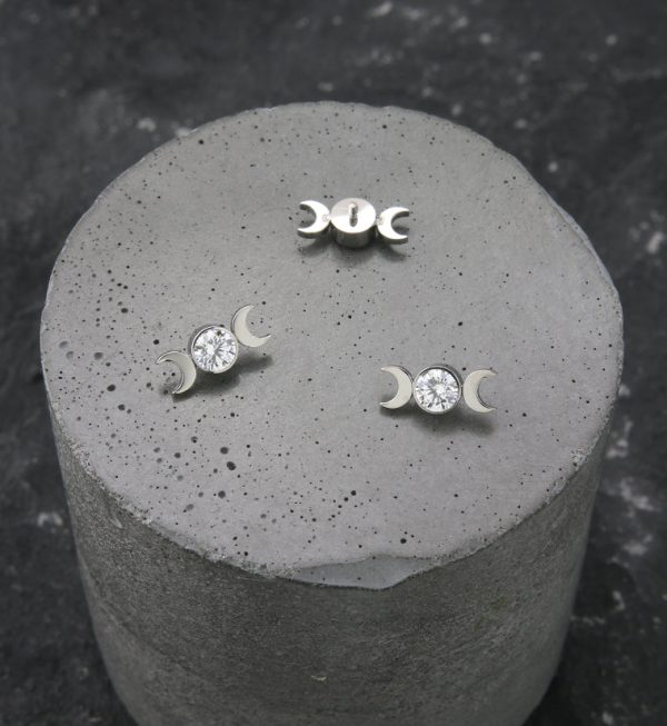 Moon Phase Clear CZ Titanium Internally Threaded Top For Discount - Image 2