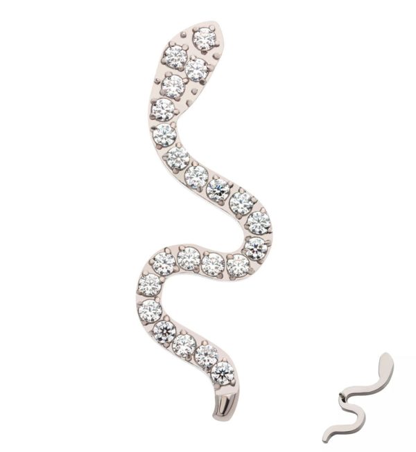 Snake Pave CZ Internally Threaded Titanium Top Online Sale