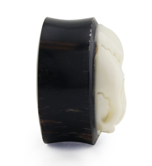 Horn Plugs With Carved Bone Skull Inlay Online - Image 4
