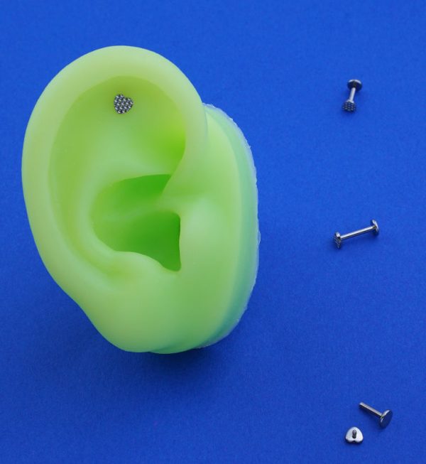Beaded Heart Internally Threaded Titanium Labret For Sale - Image 2