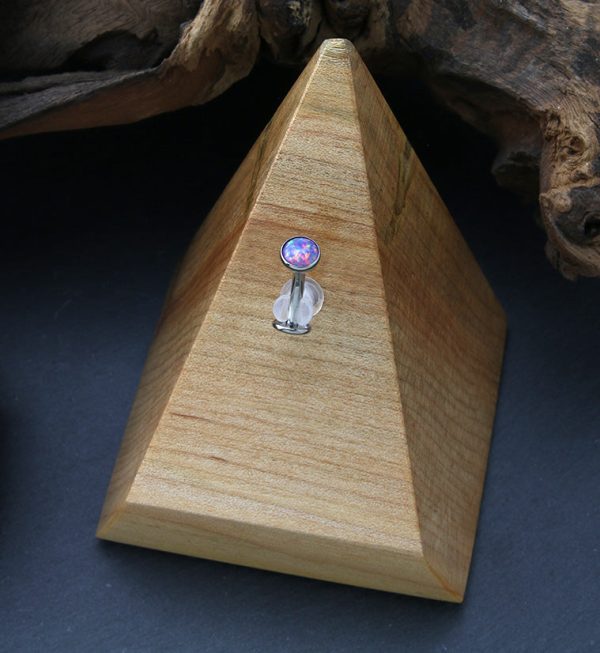 Purple Opalite Titanium Threadless Floating Belly Button Ring (Convex Disk) For Sale - Image 2