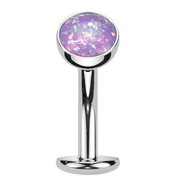 Purple Opalite Titanium Threadless Floating Belly Button Ring (Convex Disk) For Sale