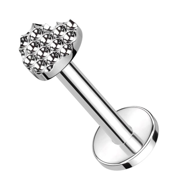 Beaded Heart Internally Threaded Titanium Labret For Sale