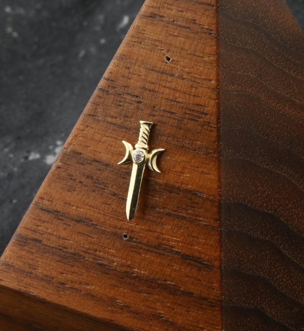 14kt Gold Dagger Clear CZ Threadless Top For Discount - Image 2