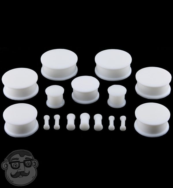 Double Flare White Silicone Plugs (CLOSE OUT) Cheap - Image 2