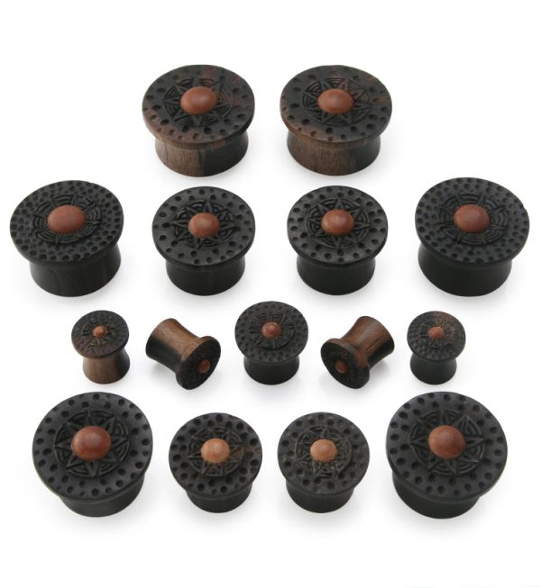 Red Sol Hammered Areng Wood Mayan Flare Plugs Online Sale - Image 3