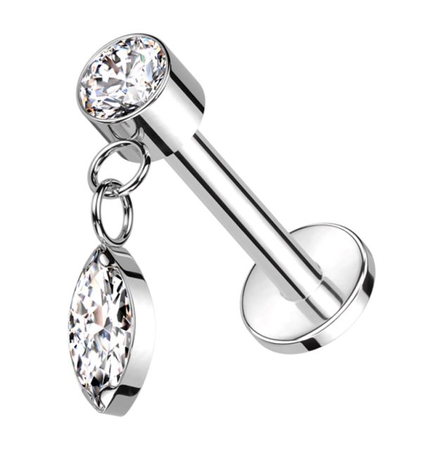 Dangle Marquise Clear CZ Internally Threaded Titanium Labret Online Sale