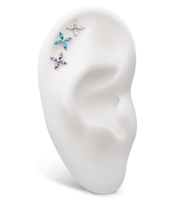 Marquise Quad Flower Clear CZ Titanium Threadless Top Supply - Image 3