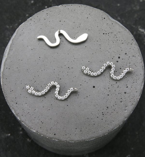 Snake Pave CZ Internally Threaded Titanium Top Online Sale - Image 2