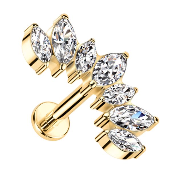 Gold PVD Anadem CZ Threadless Titanium Labret Cheap
