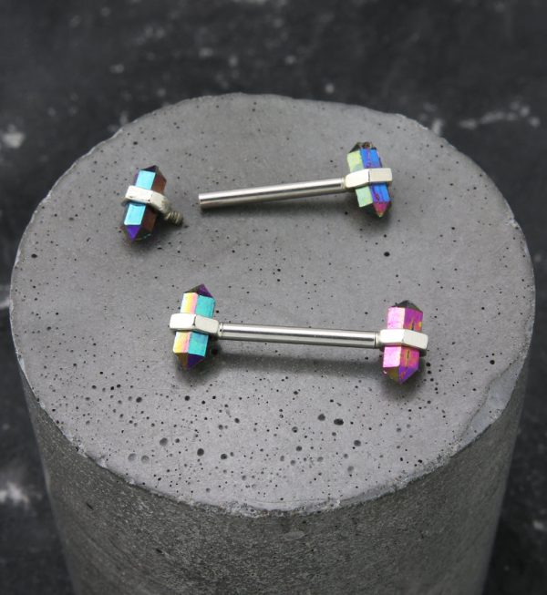 Apex Rainbow Crystal Internally Threaded Nipple Barbell Cheap - Image 2
