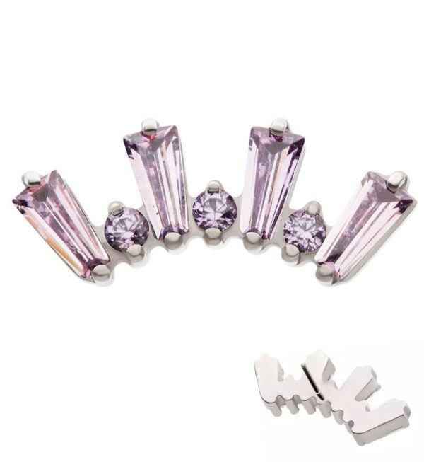 Sequential Amethyst CZ Threadless Titanium Top Online Hot Sale