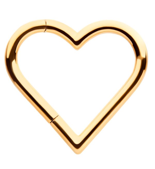 24kt Gold PVD Heart Titanium Hinged Segment Ring For Discount