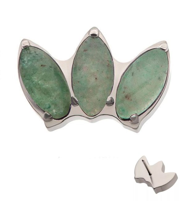 Empress Triple Aquamarine Stone Threadless Titanium Top Fashion