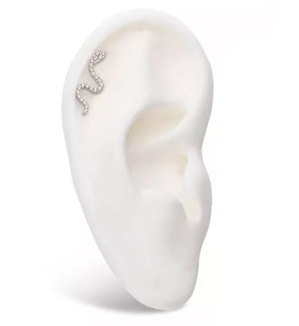 Snake Pave CZ Internally Threaded Titanium Top Online Sale - Image 3