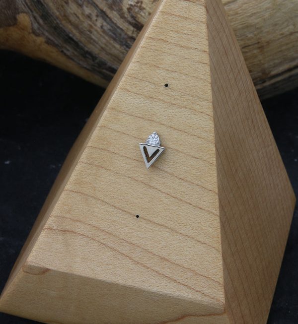 Triangle Cut Out CZ Threadless Titanium Top on Sale