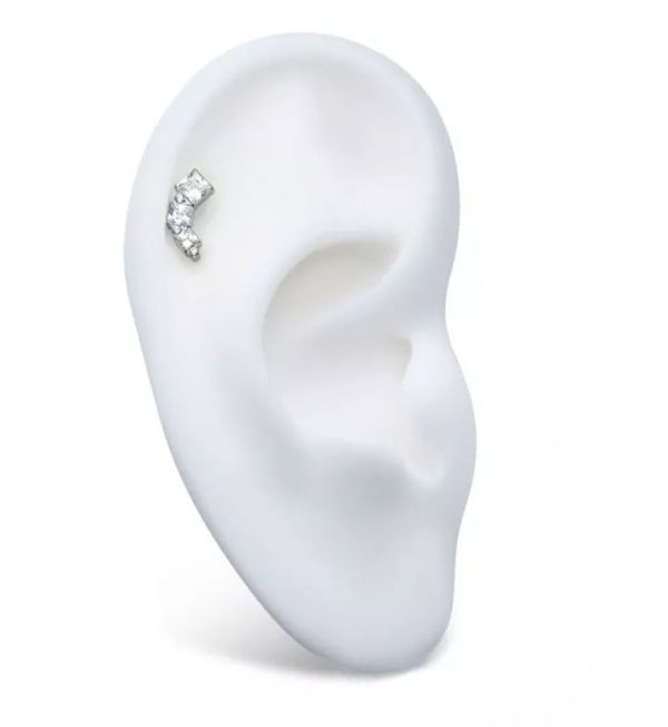 Square Descent Clear CZ Threadless Titanium Top Hot on Sale - Image 3