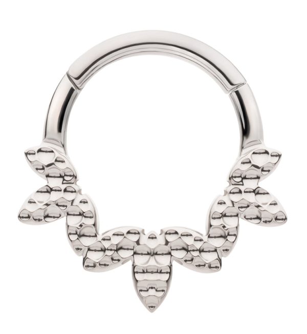 Hammered Marquise Titanium Hinged Segment Ring For Sale