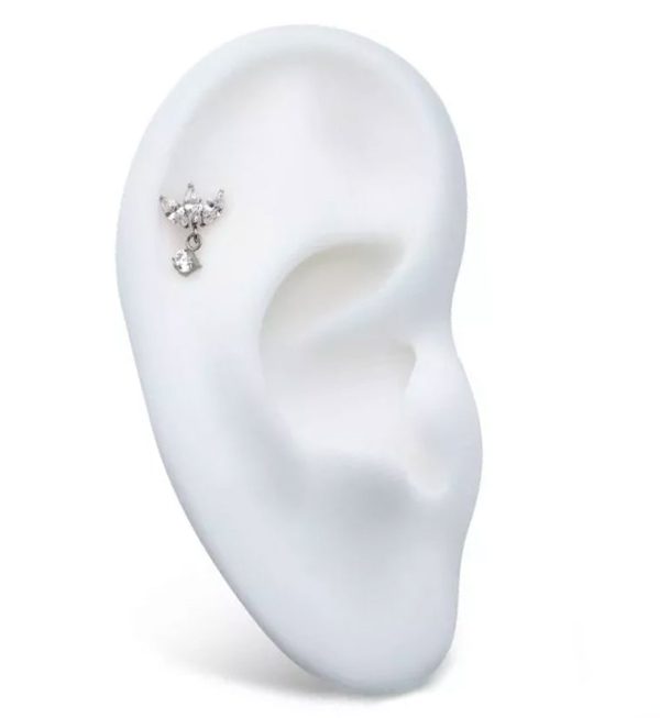 Empress Dangle Prong CZ Threadless Titanium Top Online now - Image 3