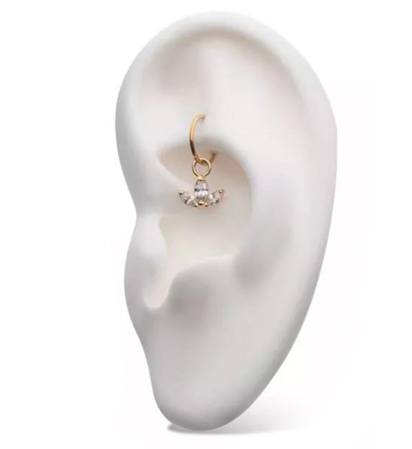 14kt Gold Triple Petal Clear CZ Charm Online - Image 3