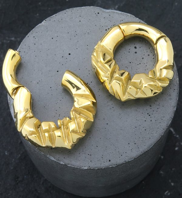 Gold PVD Slash Hinged Ear Weights Online Hot Sale - Image 2