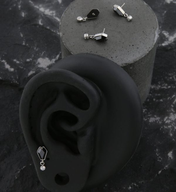 Coffin Black CZ Dangle Clear CZ Threadless Top Hot on Sale - Image 2