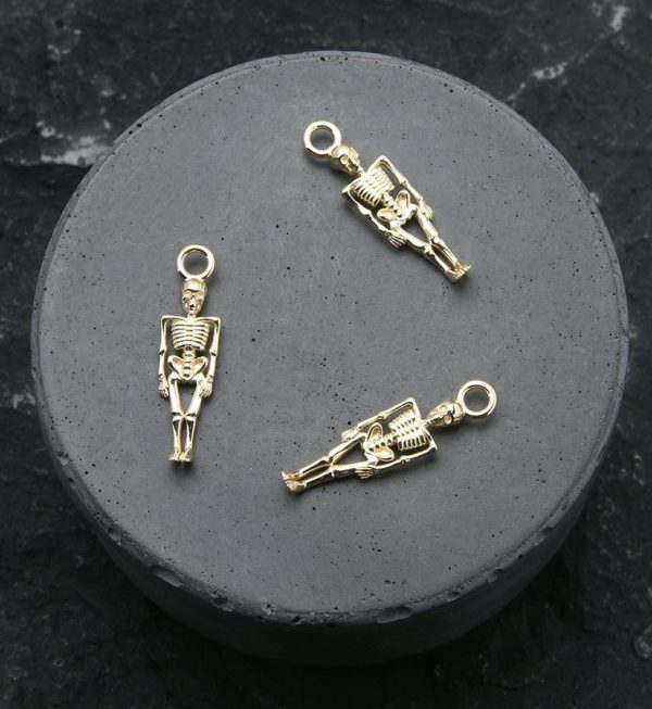 14kt Gold Skeleton Charm For Sale - Image 2
