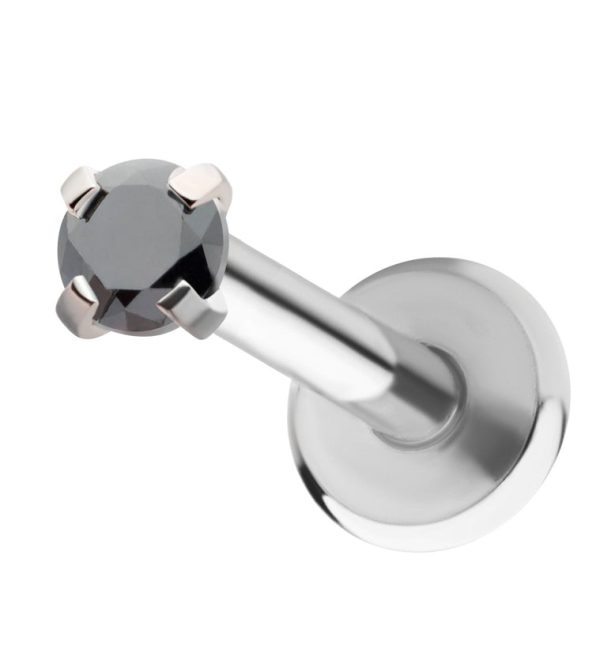 Black Round CZ Stainless Steel Internally Threaded Labret Online