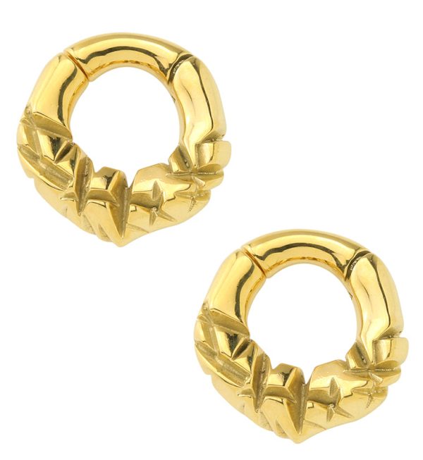 Gold PVD Slash Hinged Ear Weights Online Hot Sale