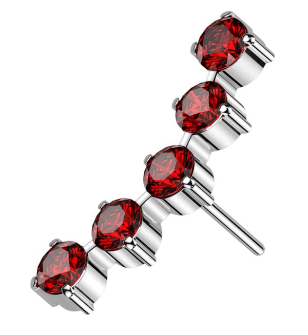 Flex Red CZ Threadless Titanium Top For Cheap