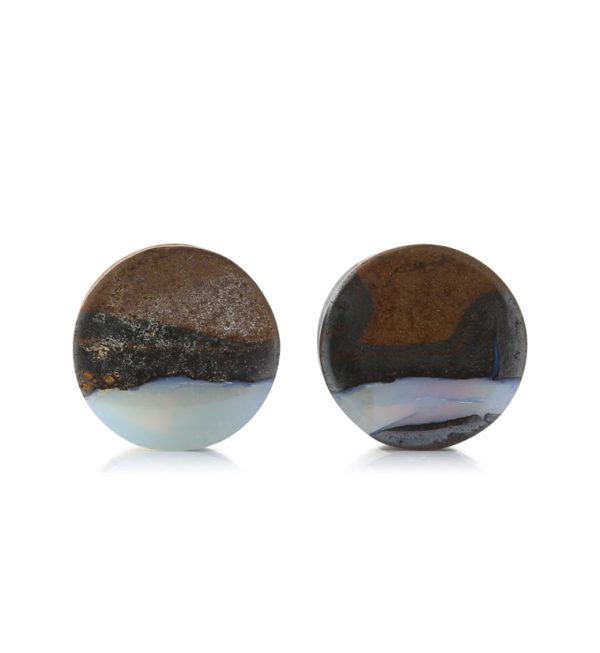 Boulder Opal Stone Plugs 1 2  (12.5mm) Version 9 Sale