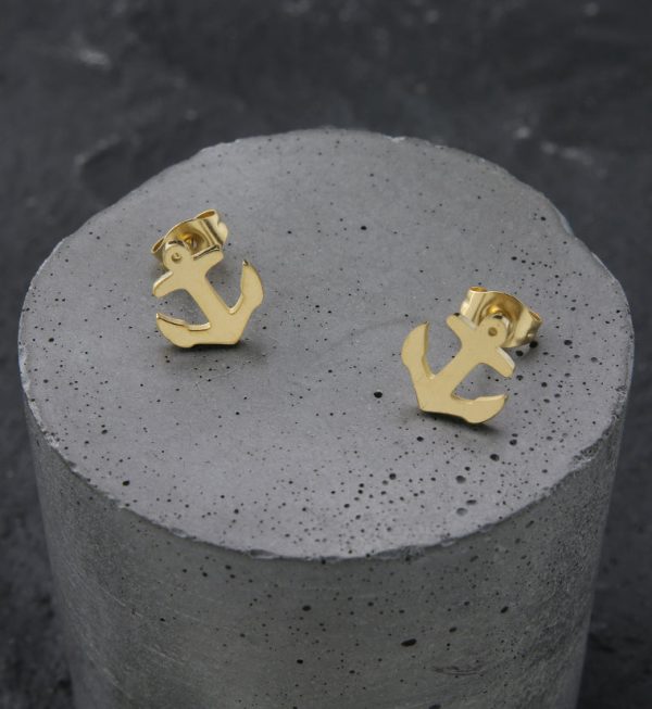 Gold PVD Anchor Stainless Steel Earrings Fashion - Image 2