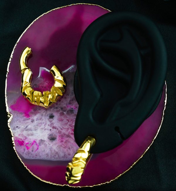 Gold PVD Slash Hinged Ear Weights Online Hot Sale - Image 3