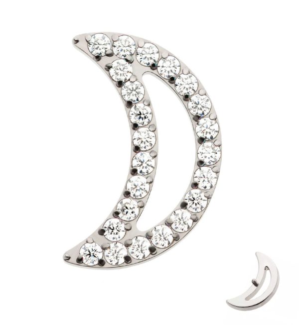 Lined Half Moon Clear CZ Internally Threaded Titanium Top Online