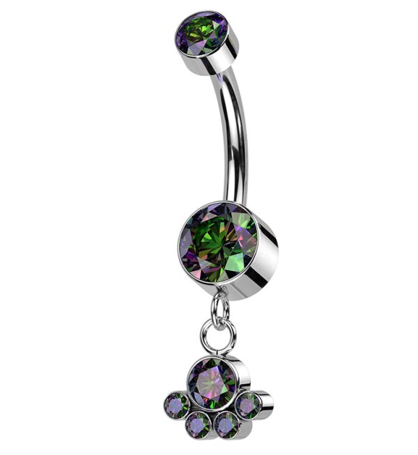 Black Aurora CZ Dangle Charm Internally Threaded Titanium Belly Button Ring Online Sale
