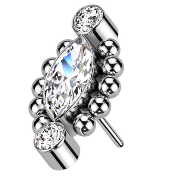 Beaded Empress Clear CZ Threadless Titanium Top Online