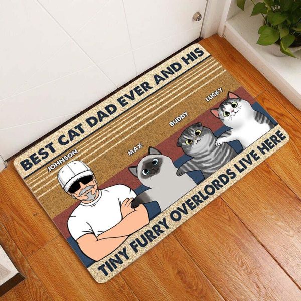 Gift For Father Best Cat Dad Ever Personalized Doormat, Personalized Gift for Cat Lovers, Cat Mom, Cat Dad - DM071PS05 For Cheap